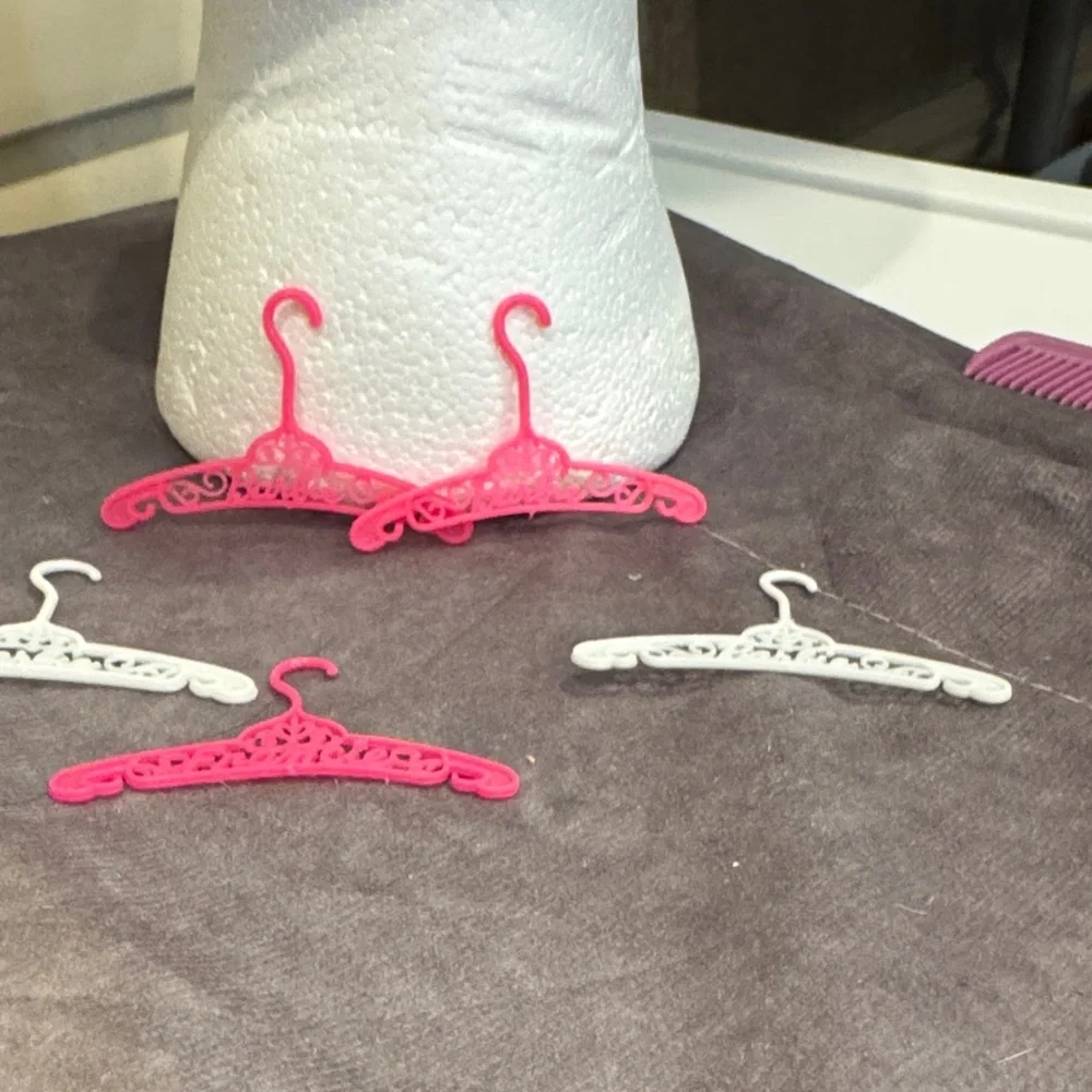 Vintage Barbie /Francie Pink‎ and White Decorative Hangers Set of 5